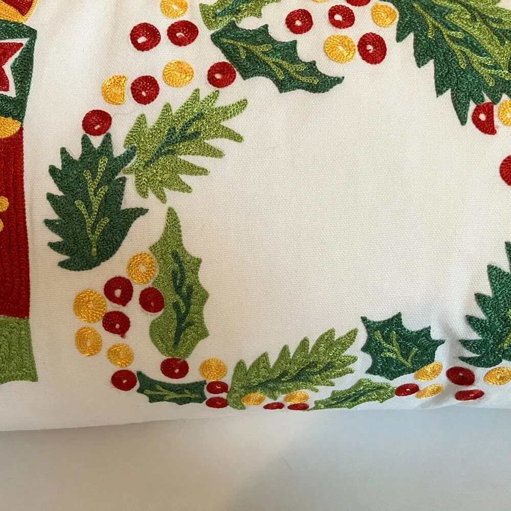 Devi Designs Pillow Embroidery Design Christmas JOY 24 x 12 Embroidered W/Tags.